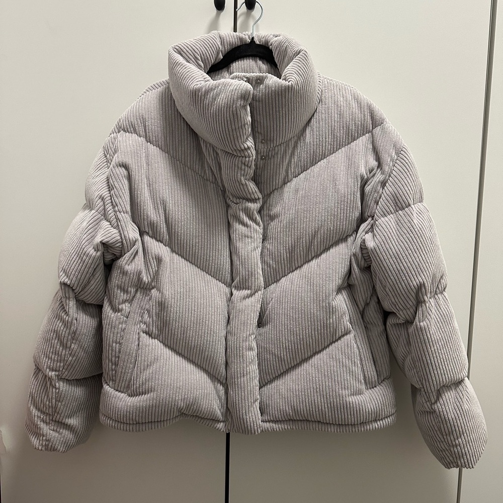 Wilfred Light Gray Corduroy Puffer Jacket